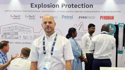 Lewis Cleary from Pyroban at ADIPEC - explosion protection